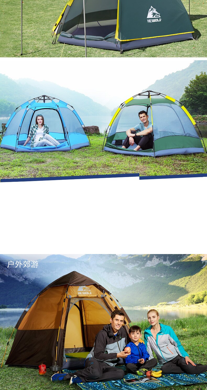 Cheap Goat Tents Automatic Tent Outdoor 3 4 Person Large Family Double Deck Tent Anti UV Waterproof Camping Beach Tent Fishing Hiking Picnic Tents 